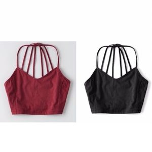 Duo black and burgundy crop tops
